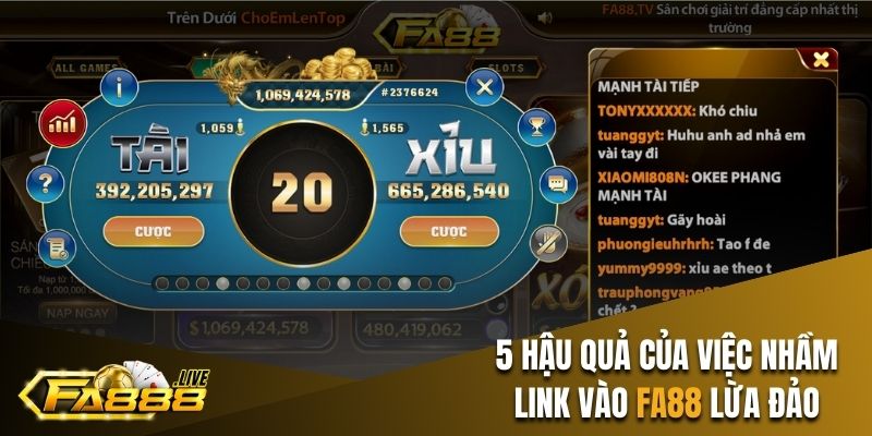 5 hậu quả của việc nhầm link vào FA88 lừa đảo