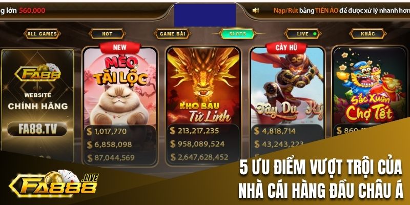 5 ưu điểm nổi bật của nhà cái FA88 Club