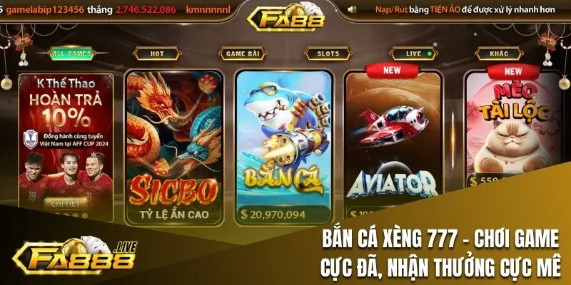 Bắn Cá Xèng 777 Tại FA88 - Chơi Game Cực Đã, Đổi Thưởng Cực Mê