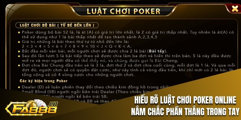 Luật chơi Poker FA88 cần nhớ khi tham gia game trực tuyến