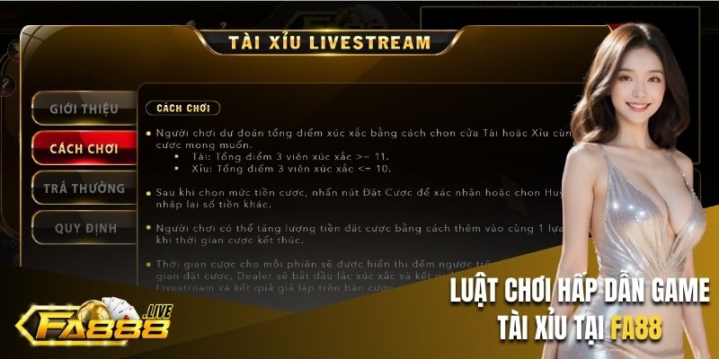 Khám phá luật chơi hấp dẫn tại game Tài xỉu live FA88